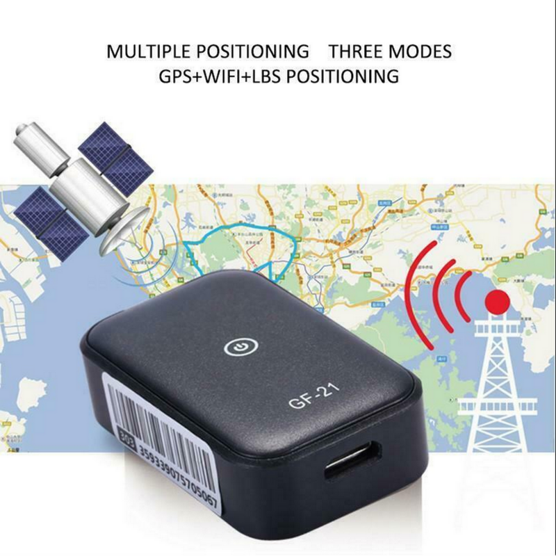 Mini GPS Car Tracking Device para crianças, controle de voz, localizador de veículos, WIFI, LBS, GPS, aplicativo, anti-perdido, anti-roubo, GF21