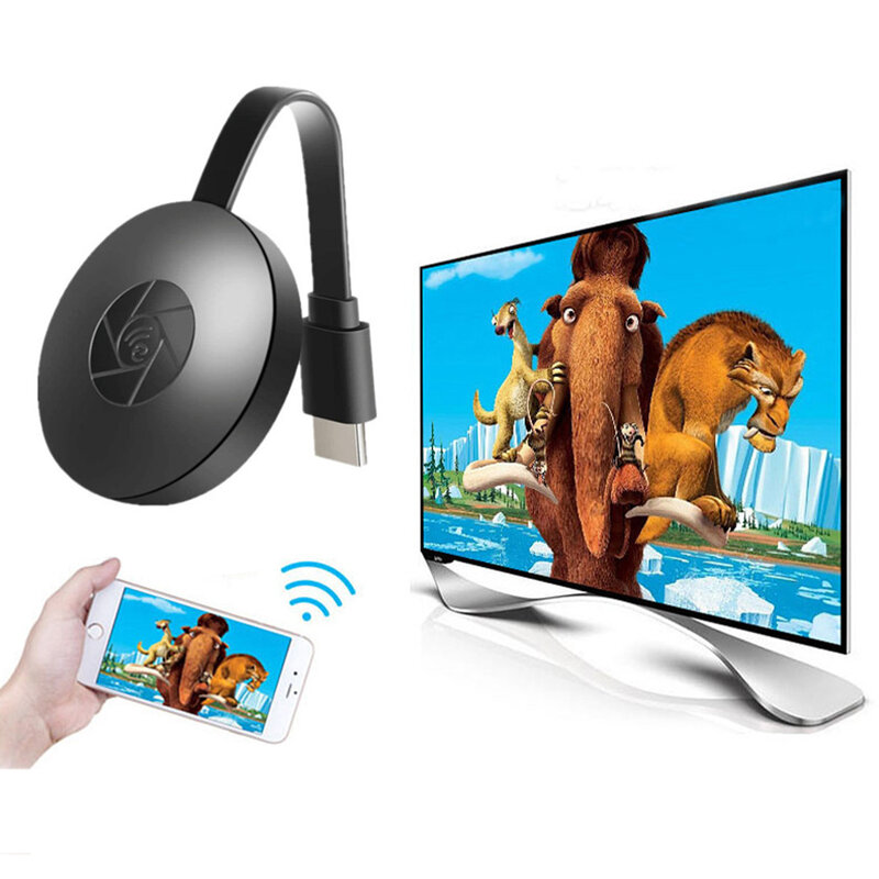 มิเรอร์ HDMI ไร้สายเชื่อมต่อกับโทรศัพท์ได้หลายอุปกรณ์เชื่อมต่อกับทีวีความละเอียด HD 1080P เครื่องฉายภาพหน้าจอถ่ายทอดสดผ่าน Wi-Fi คอมพิวเตอร์ iPad