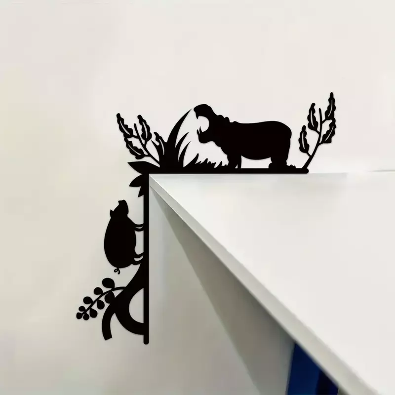 Stiker dinding logam kreatif, dekorasi rumah hewan dekorasi sudut pintu bingkai pintu dekorasi sudut 1 buah
