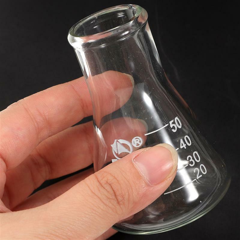 Kit de experimento de 3 piezas, taza medidora, herramienta a escala, vaso graduado, cilindro de vidrio, frasco cónico de laboratorio, contenedores para líquidos