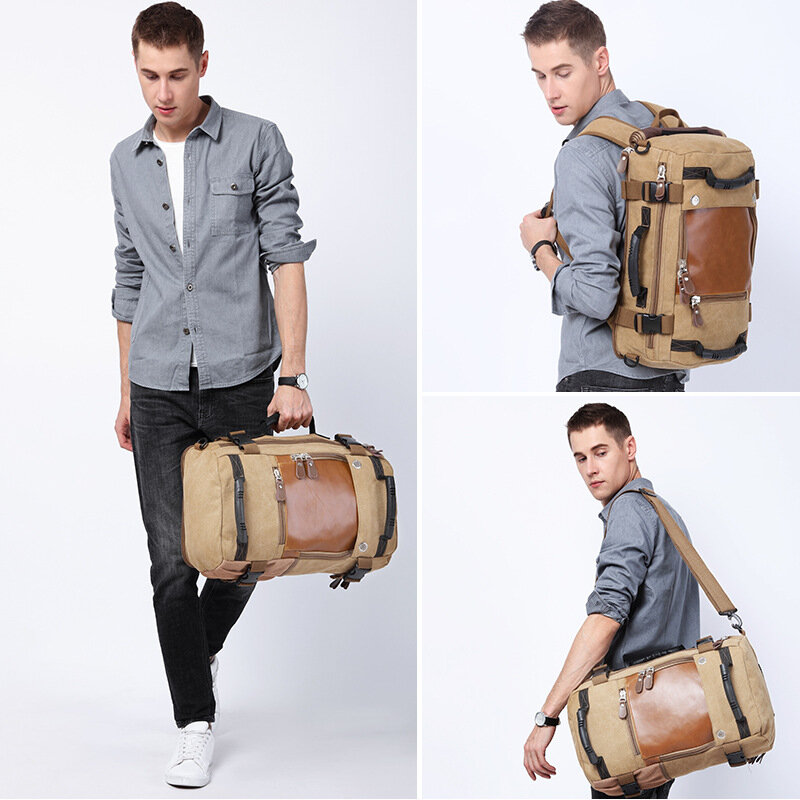 KAKA-mochila de viaje de lona para hombre y mujer, bolso de hombro de gran capacidad, impermeable, Estilo Vintage