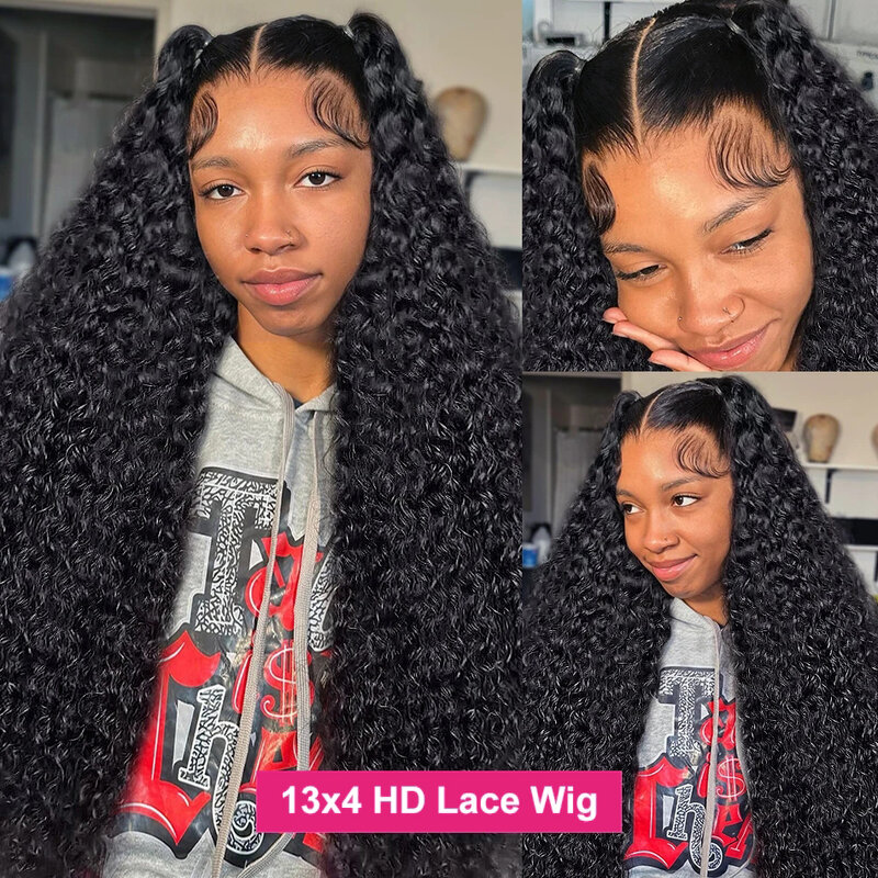 250% Deep Wave 13x6 HD Lace Frontal Wig Malaysian Curly Human Hair Wigs For Women Lace Front Human Hair Wig Pre Plucked 34 Inch