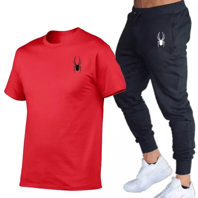 Conjunto de camiseta y pantalones para hombre, ropa informal de algodón para correr, Hip hop, Fashicon, 2024