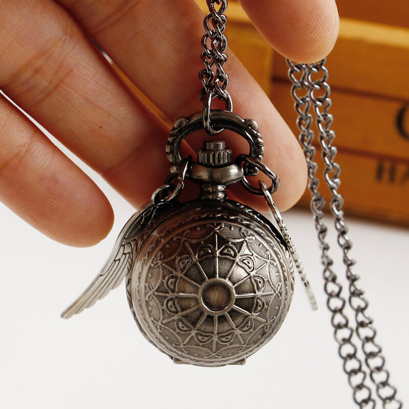 Small Ball Design Gray Quartz Pocket Watch Pendant for Children and Students Practical Popular Gift Timer Clock