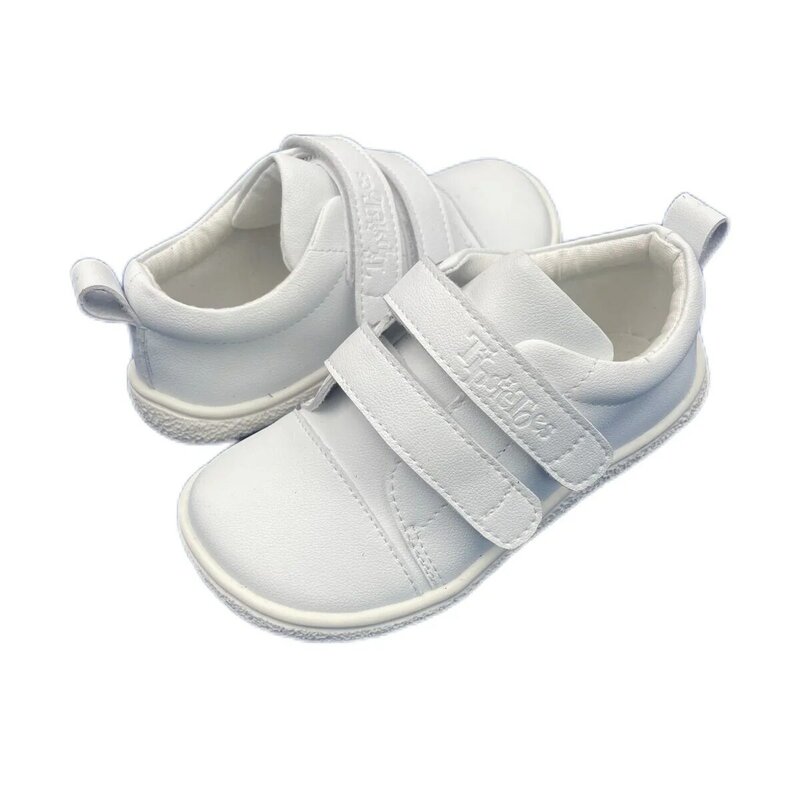 Tipsietoes-Sapatilha de couro genuíno para meninas e meninos, correias duplas elásticas minimalistas, sapato descalço para crianças, novo, frete grátis, 2024