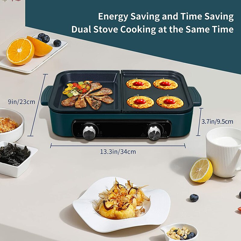 1500W Electric Hot pot Barbecue Cooking Pot Barbecue All-in-one Pot Home Multifunctional Cooking Pot Home Temperature Adjustment