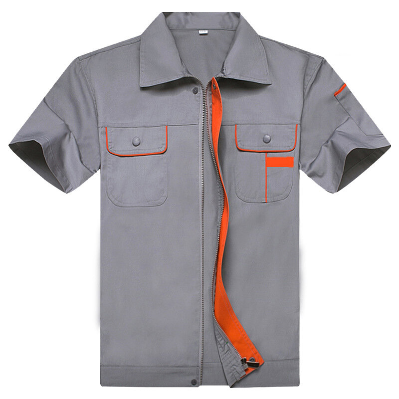 เสื้อผ้าทำงานฤดูร้อนสำหรับชายสั้นแขนบาง Breathable ช่างชุดซ่อมโรงงานเสื้อผ้าทำงาน Suit4XL