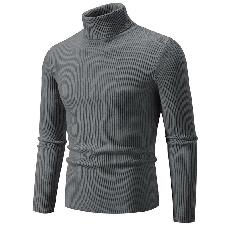 2023 Men's Autumn and Winter High Neck Bottom Shirt Slim Fit Long Sleeve Knit Sweater Trend  Mens Sweater