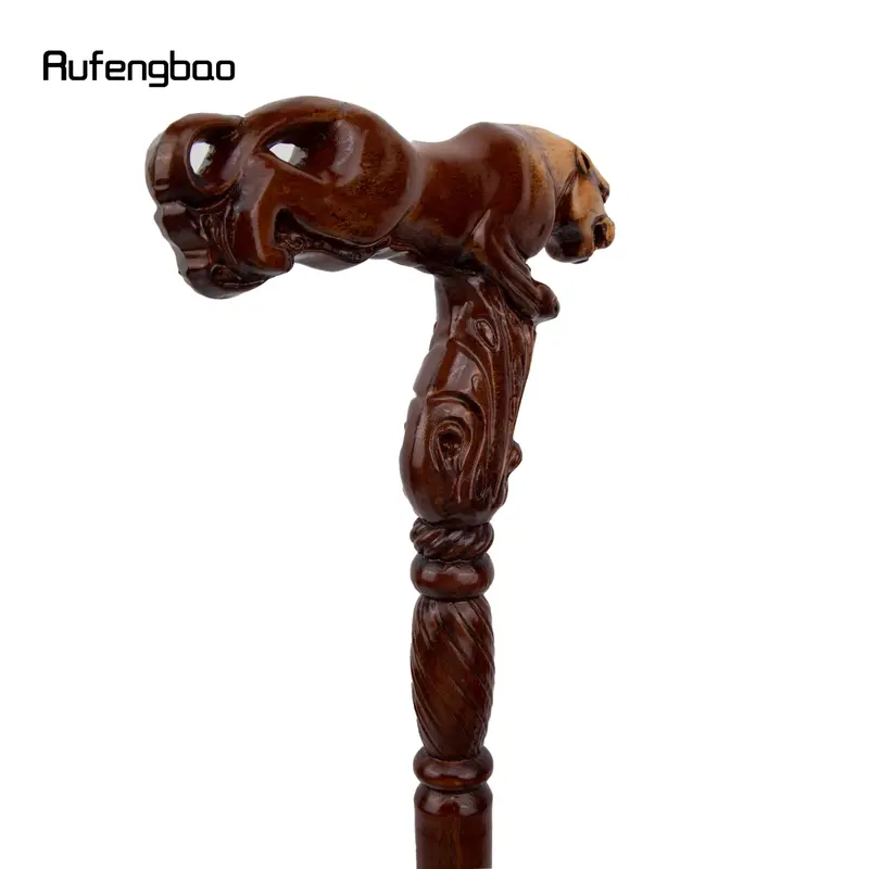 Leopard Brown Wooden Fashion Walking Stick Decorative Vampire Cospaly Party Wood Walking Cane Halloween Mace Wand Crosier 93cm