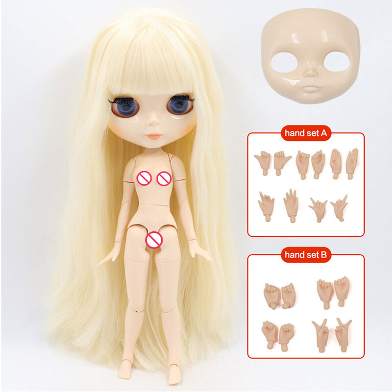ICY DBS-Blyth Joint Body Doll, rosto branco brilhante e fosco, brinquedo BJD com mãos extras, painel AB, 1/6 DIY Fashion, 30cm