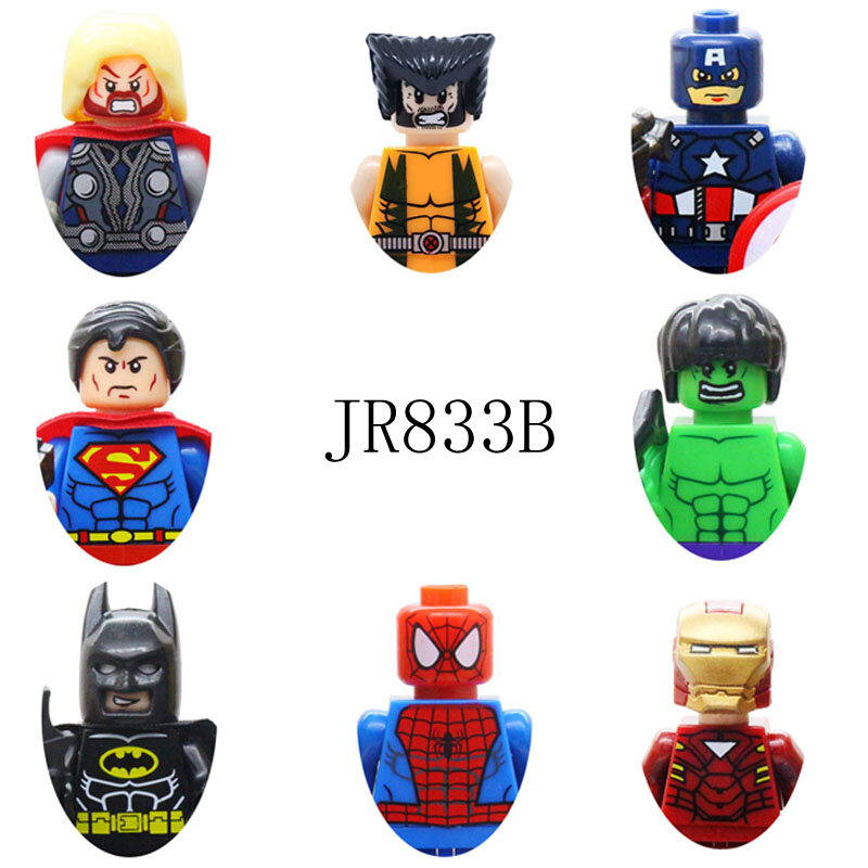 Строительные блоки HEROCROSS JR833B Капитан Америка Человек-паук кубики Супергерои куклы мини Экшн-фигурки сборные блоки подарок