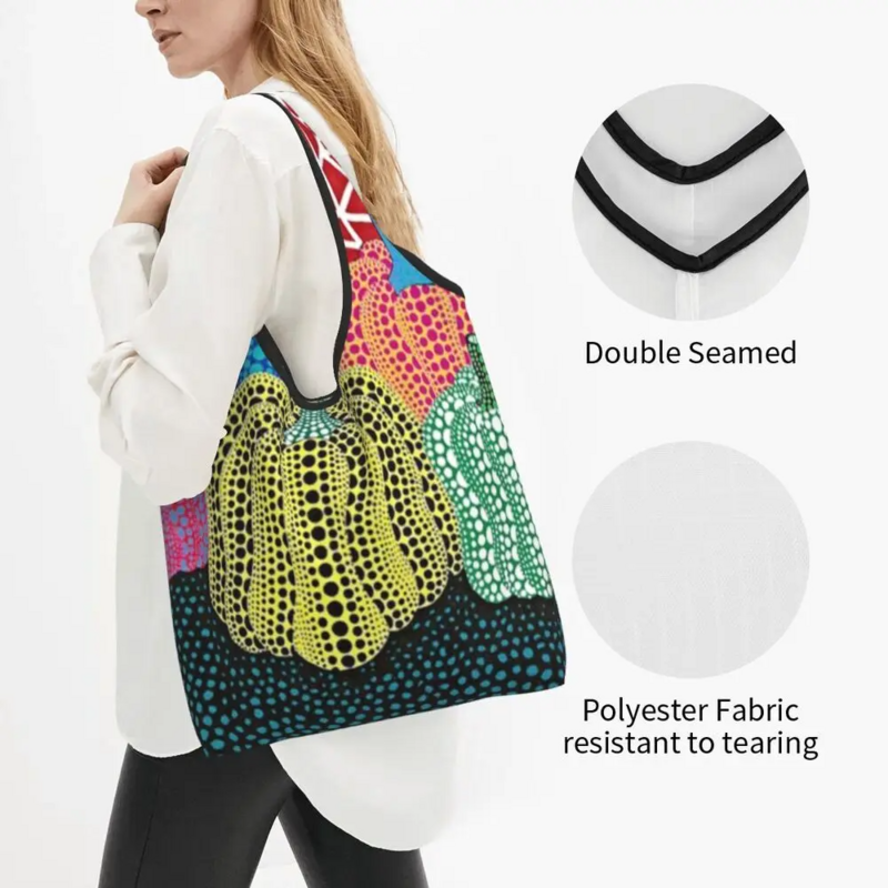 Sac à main d'épicerie Yayoi Kusama, sac fourre-tout de grande capacité, sac à main portable, peinture abstraite, mode shopper initiée