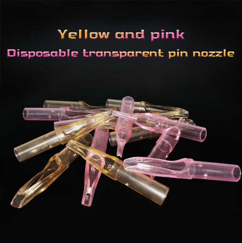 Disposable Sterile Tattoo Tips 50pcs RT Yellow Plastic Flat Round Needle Tattoo Machine Guns Tool Accessories