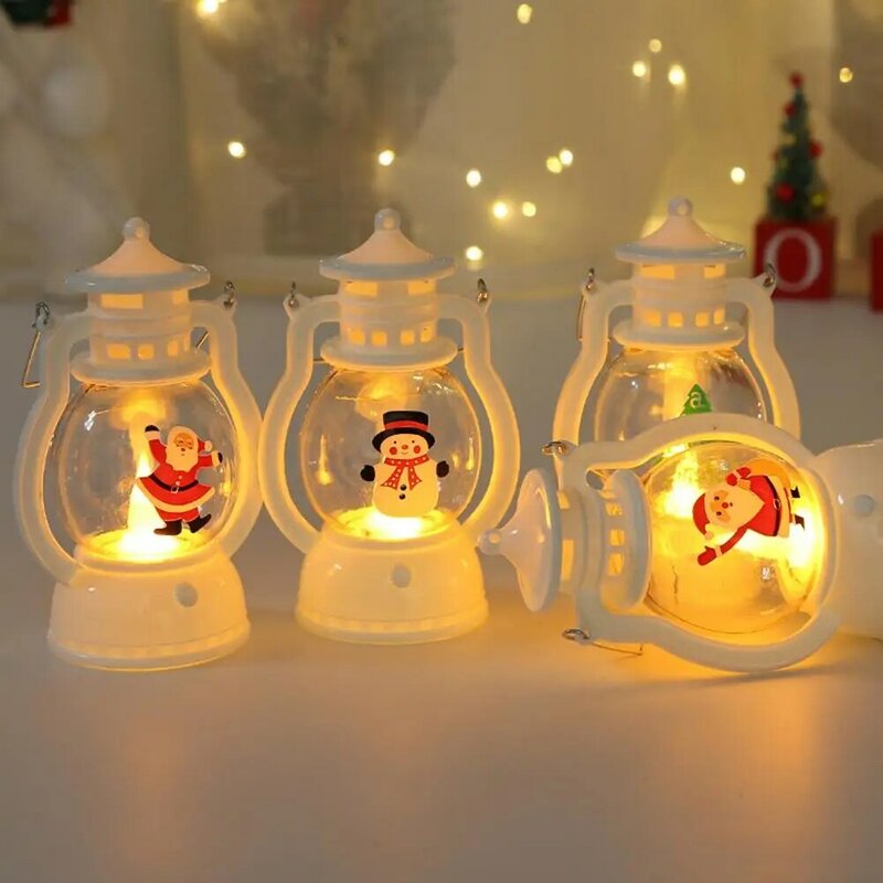 Linterna de Navidad decorativa, iluminación para árbol de Navidad, Papá Noel, muñeco de nieve, lámpara Led con anillo colgante