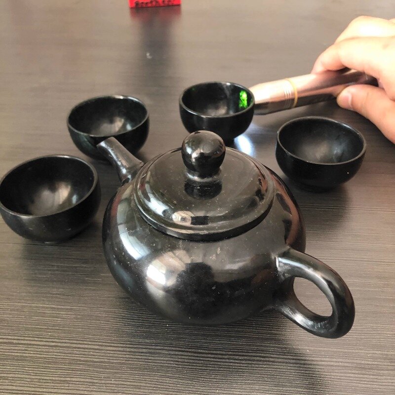 Naturmedizin König Stein Teekanne leben magnetische Jade Flagon Weinglas Tee tasse dunkle Jade Okho