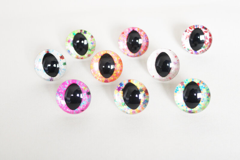 Mascara 3D Glitter Cat Eyes com Lavadora Dura, Boneca De Pelúcia DIY, Achados S9, 20PCs, 10mm a 30mm