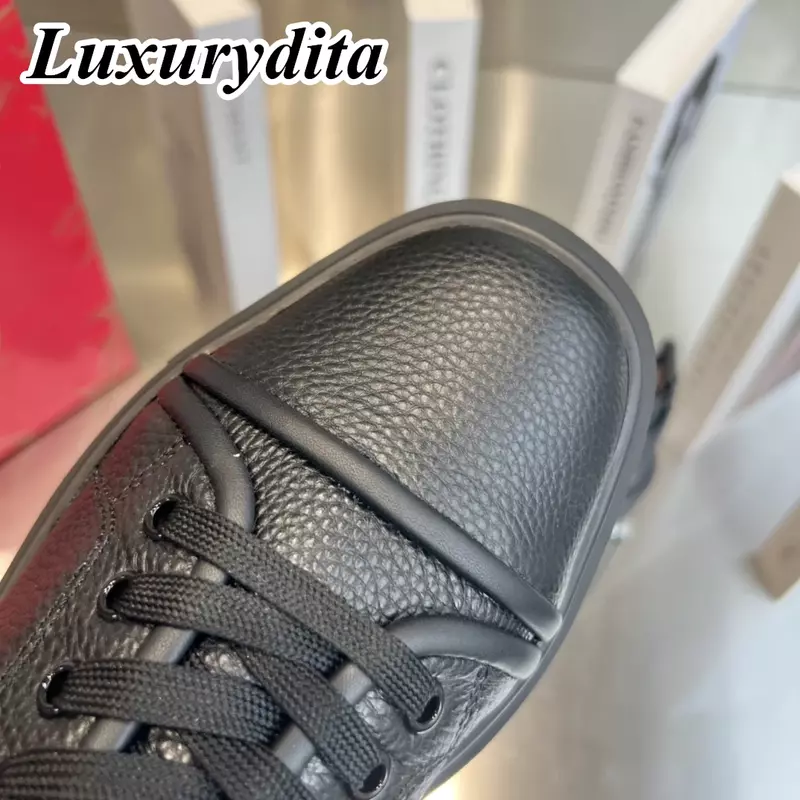 LUXURYDITA-Baskets décontractées en cuir véritable pour hommes, chaussures de tennis pour hommes, rivet de luxe, 38-46, HJ921