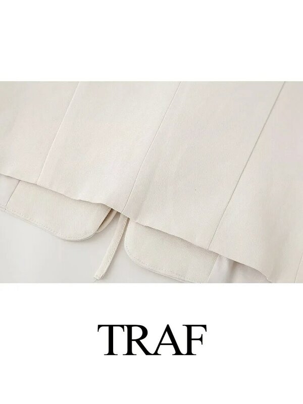 TRAF-Conjunto de moda para mujer, chaleco sin mangas con cuello redondo, cintura alta, abertura trasera, faldas con cremallera, trajes femeninos