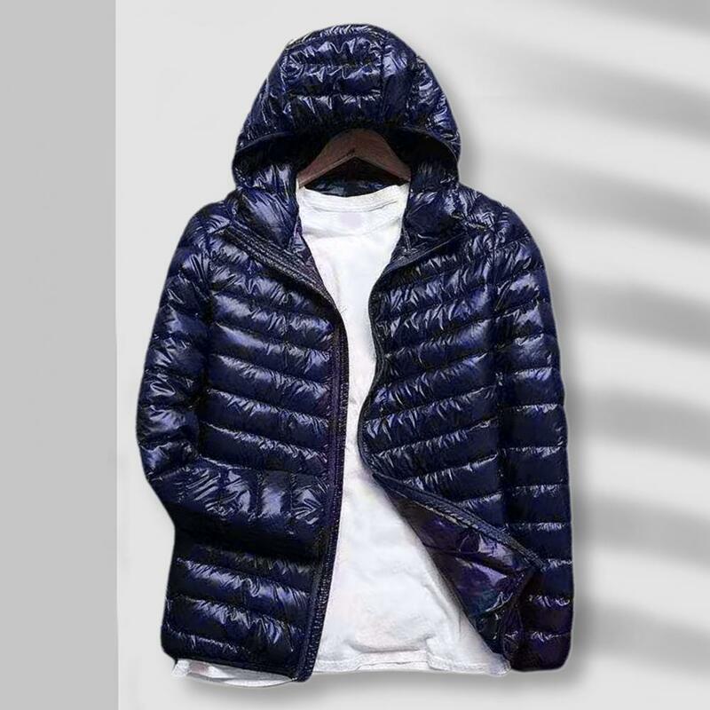 Jaqueta com capuz com zíper para homens, cor pura, casaco respirável, punho elástico, streetwear popular