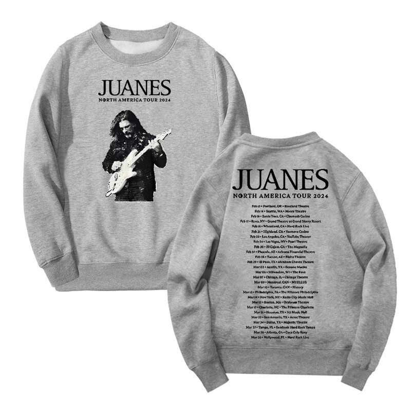 Juanes North America Tour 2024 Merch uniseks Crewneck lengan panjang pakaian jalanan Sweatshirt pakaian Hip Hop pria wanita