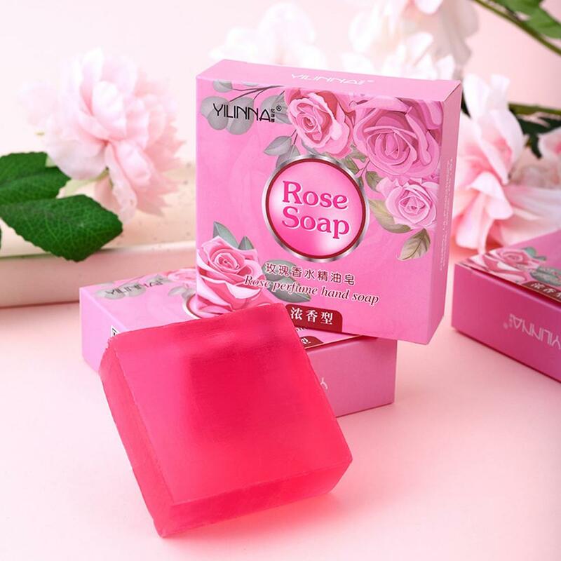 Jabón de aceite esencial de Rosa hecho a mano, tratamiento de acné, herramienta hidratante suave, baño facial, Antipiel de mantequilla suave, Ca K7y7, 1 unidad