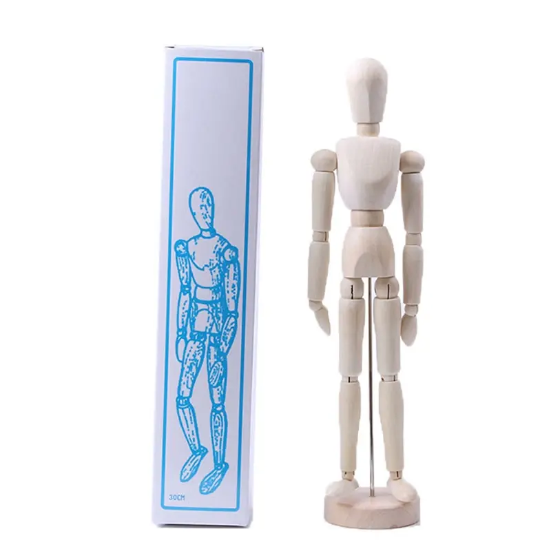 예술가 움직일 수 있는 팔다리 남성 나무 장난감 피규어 모델, 마네킹 Bjd 아트 스케치 그리기 액션 장난감 피규어, 어린이 아트 인형 선물, 22cm