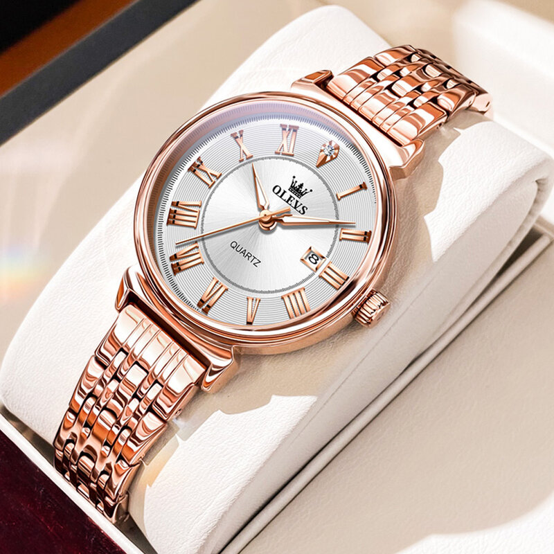 Olevs Damen uhren einfache Luxus mode elegante weibliche Armbanduhr wasserdicht leuchtendes Datum exquisites Geschenk für Mädchen