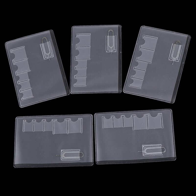 5 Buah/Lot Tas Kotak Penyimpanan Kartu Sim Universal Multifungsi Tas Mudah Dibawa Pelindung PVC Bening Portabel untuk Kartu Memori Sim