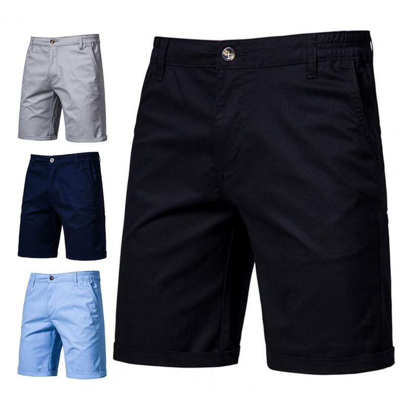 Stilvolle Shorts mittlere Taille All-Match elastische Taille Männer schlanke Shorts lässige soziale Shorts Streetwear