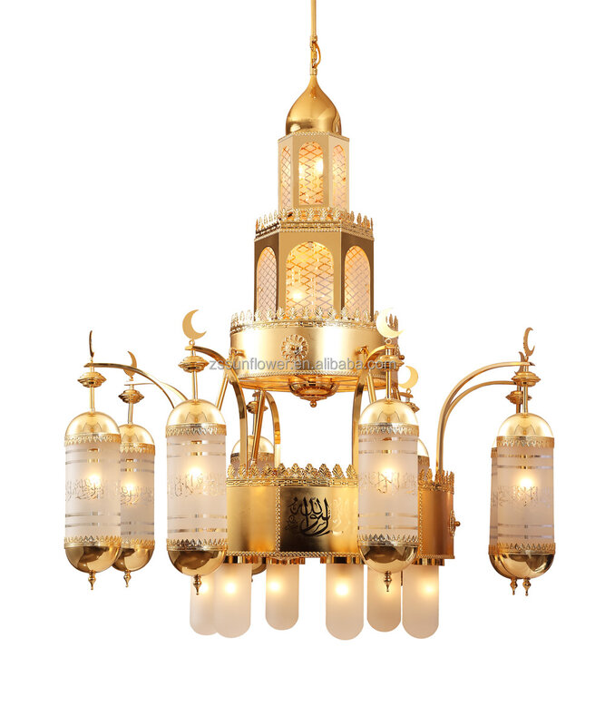 Grande Mesquita do Ouro Chandelier para a decoração da igreja, lâmpada grande, iluminação