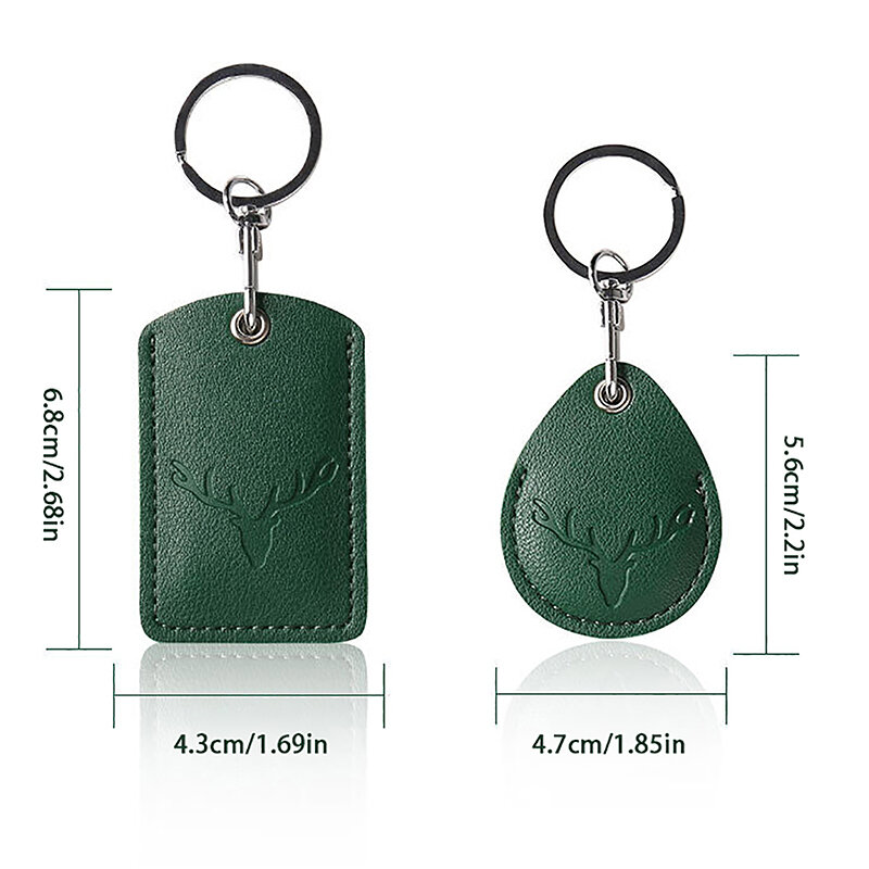 1Pc Access Card Case Leather Card Holder Keychain Key Ring Door Lock Access Tags ID Card Case Keychain Access Card Bag