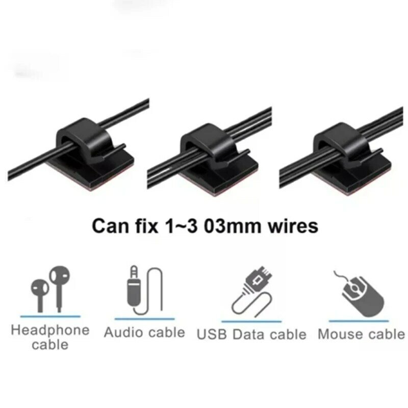 10-50Pcs Self Adhesive Cable Clips Cord Management Wire Holder Organizer Clamp Desk Tidy Cable Manager in Car Home Office Clips