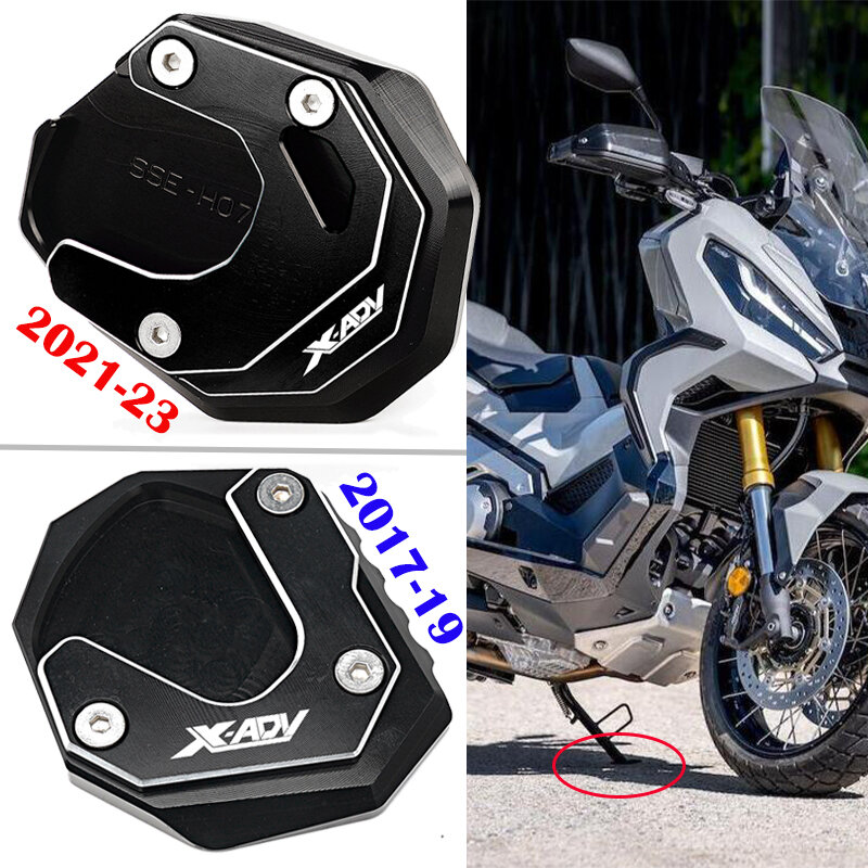 Neue motorrad cnc fuß stütze verlängerung platte seiten ständer vergrößern polster für honda x adv xadv 2018 xadv750 2023 2012-2015
