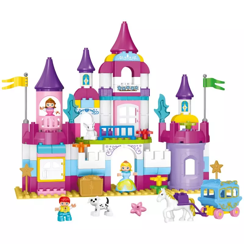 호환 가능한 대형 빌딩 블록, 성 시리즈 공주 왕자 마차 액세서리, 대형 벽돌, 어린이 조립 장난감, 파티 선물