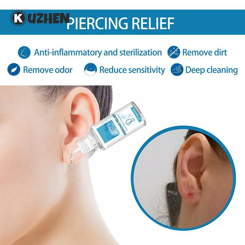 Solución desinfectante para el cuidado de Piercing de oreja, Piercing corporal de nariz, cuidado posterior, Reduce la alergia, limpiador de fórmula seguro portátil, 30ml
