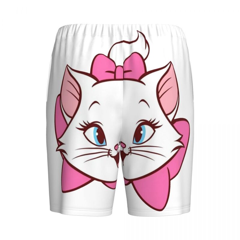 Pijama de dibujos animados de Aristogatos personalizados para hombre, pantalones cortos de gato Marie, ropa de dormir, parte inferior elástica, Pjs con bolsillos