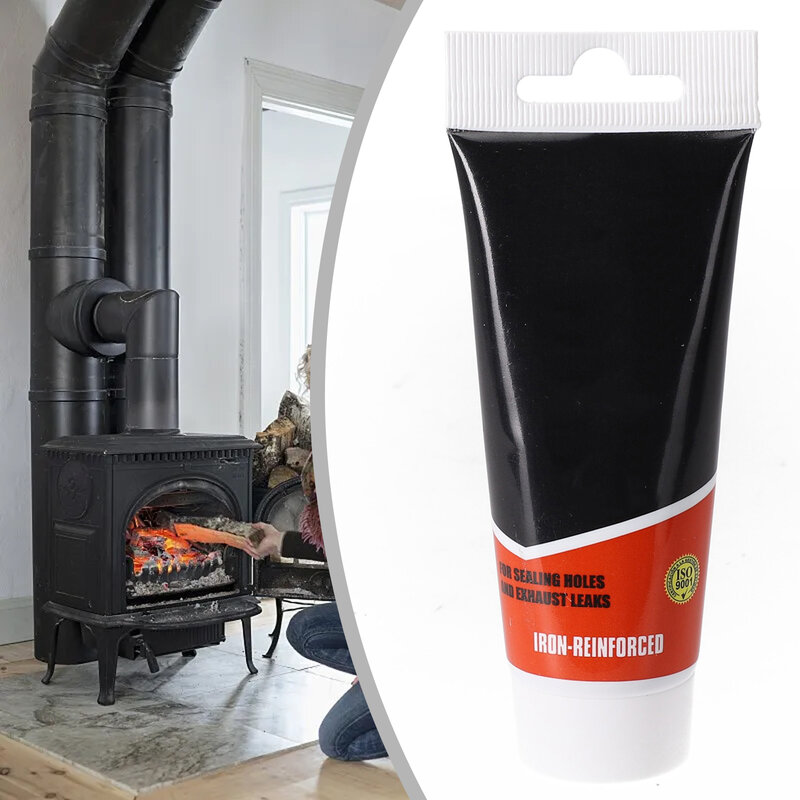 75ml Stove Rope Adhesive 1100°C High Temperature Resistance Fireplace Boiler Pipe Tube Fasten Sealing Cord Repair Glue