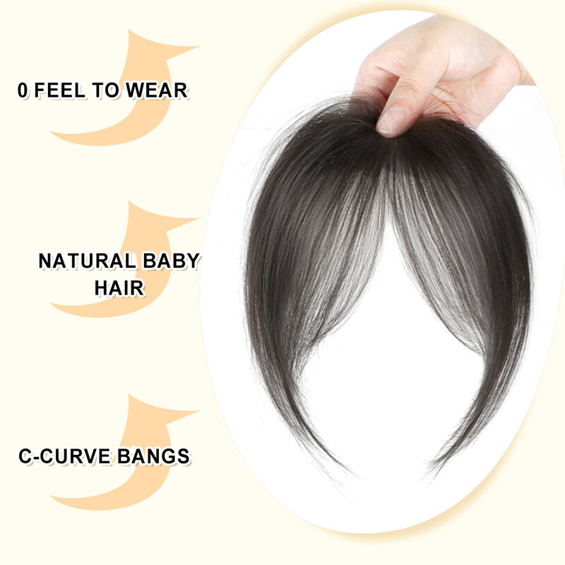 Natural Bangs Hair Clip in Bangs 100% Real Human Hair Extensions Wispy Bangs French Bangs Clip on Air Bangs for Women