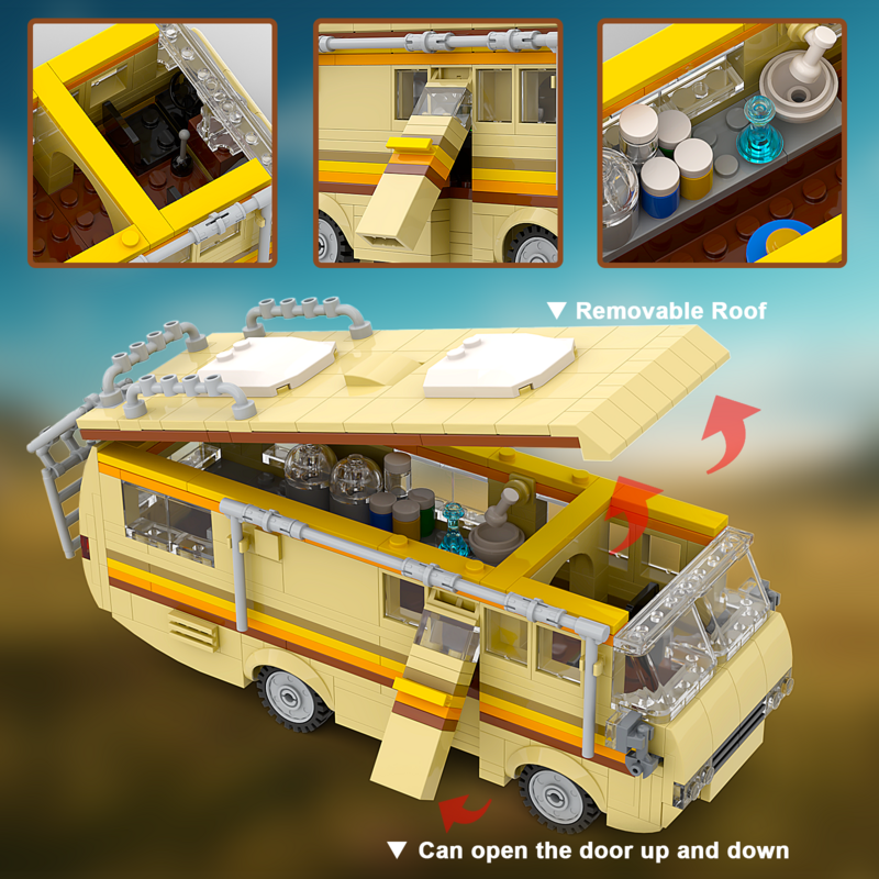 360PCS Break Bad RV Building Kit, Creative Van House Camper Toys Building Blocks,DIY Building Set Toy for Kids Adults