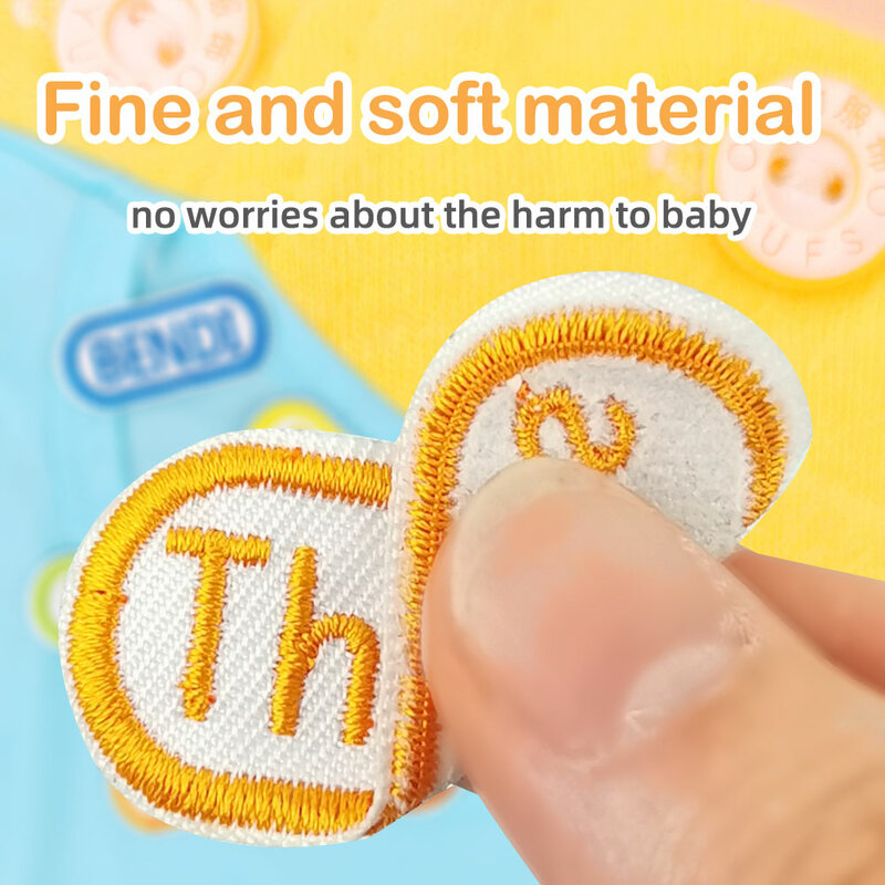 Parche de algodón lavable personalizado para niños, etiqueta de costura de tela impermeable con nombre bordado