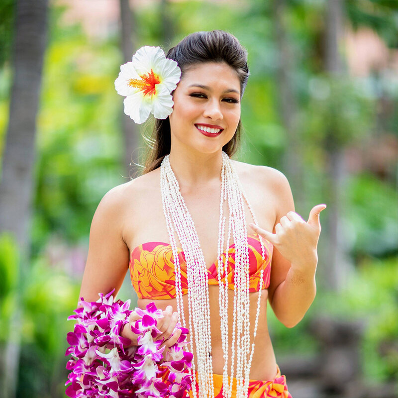 Warna putih Nasa cangkang Panjang kalung Lei 12-helai dari 60 "Hawaii Lei Set kalung kelulusan pernikahan pesta Luau