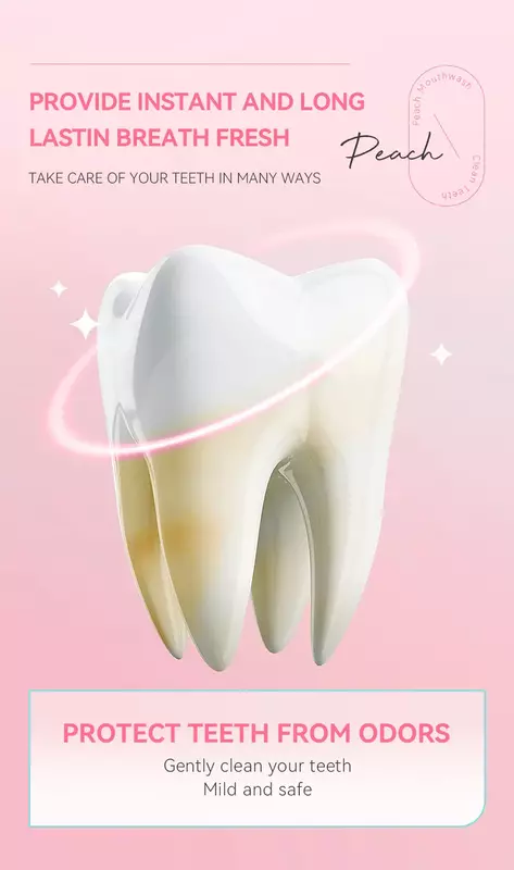 LAIKOU & QUIYUM-enjuague bucal de melocotón, fragancia de larga duración para el cuidado de los dientes, 10ml x 20 piezas