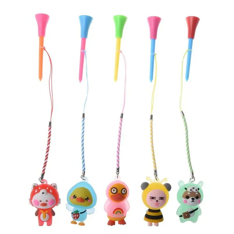 Golf Rubber With flash Tee With Cartoon Pattern Golf Ball Holder With Handmade Rope Prevent Loss Golf Accessories Golf Gift