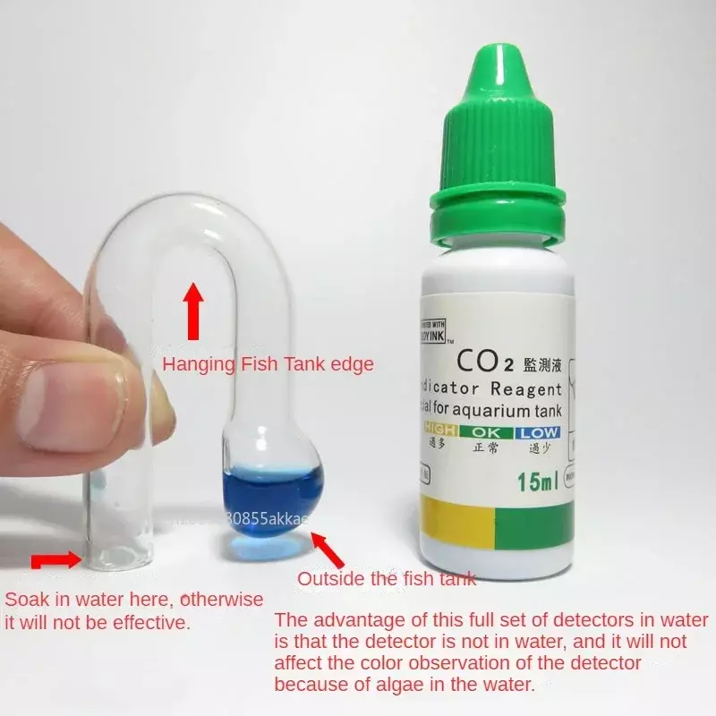 CO2-Aquarium diffuser Glas-Drop-Checker für CO2-Monitor Glas-Drop-Checker ph Langzeit-Indikator-Monitor-Tester-Kombination