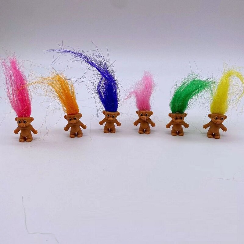Boneca de cabelo longo palhaço para crianças e adultos, bonecas trolls, cabelo colorido, modelos familiares, brinquedos infantis, presente nostálgico