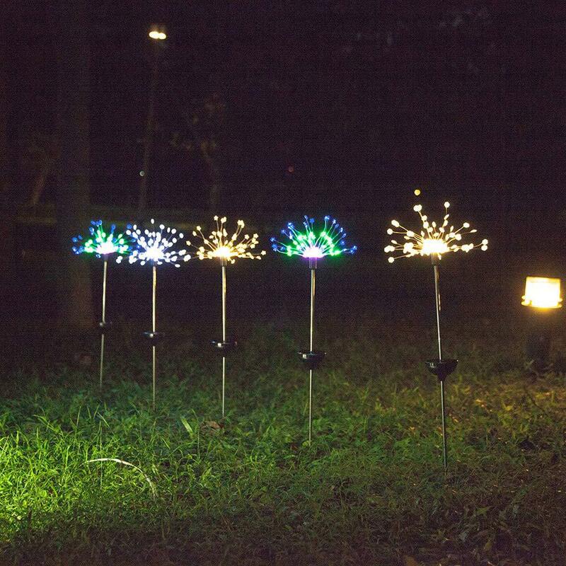 120led Zonne-Energie Tuinverlichting Kerstverlichting Buiten Vuurwerk Led Gazon Lamp Voor Landschapspad Tuinverlichting