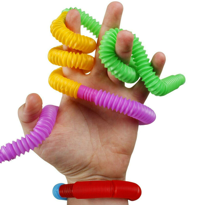 7 Buah/Lot Mainan Tabung Gelisah Pipa Mainan Sensorik Keren Anti-stres Bantuan Kecemasan Ditekuk Multi-warna Mainan Stimming untuk Anak-anak