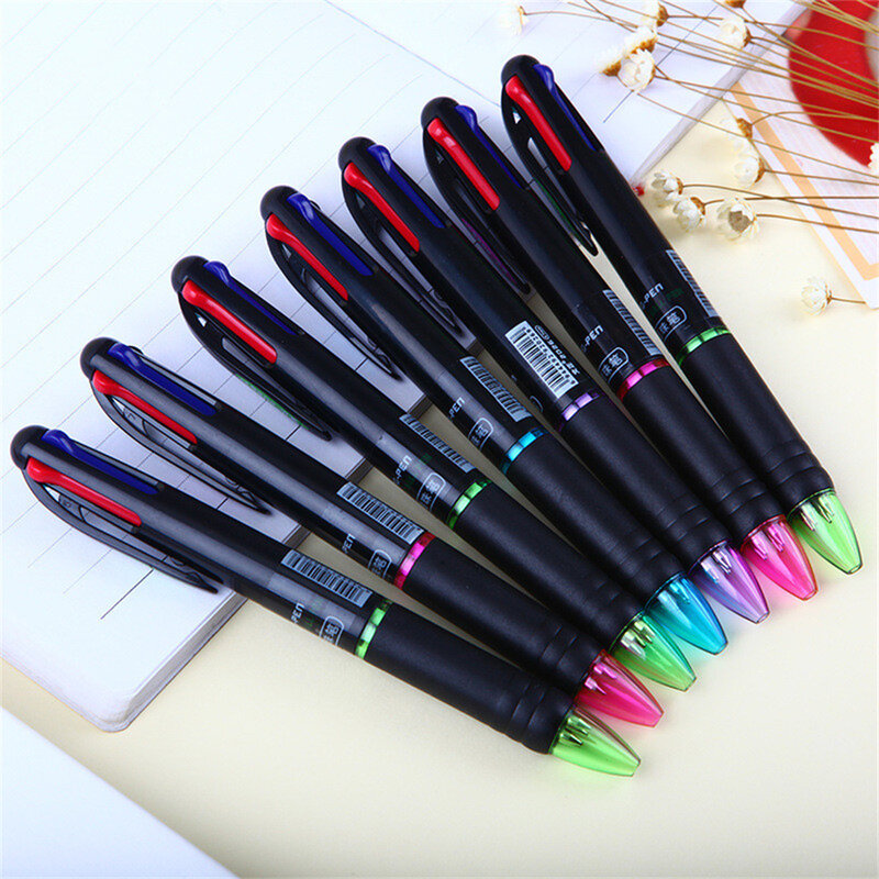 4 em 1 multicolorido caneta esferográfica criativa colorido retrátil esferográfica canetas desenho mão conta caneta escrita marcador 0.7mm
