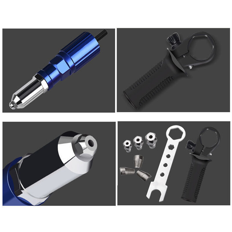 Elétrica Cordless Rivet Nut Gun, 2.4mm-4.8mm, Bit Adapter, Riveting Tool, Insert Nut, Pull, Riveting, Acessórios para Ferramentas Elétricas