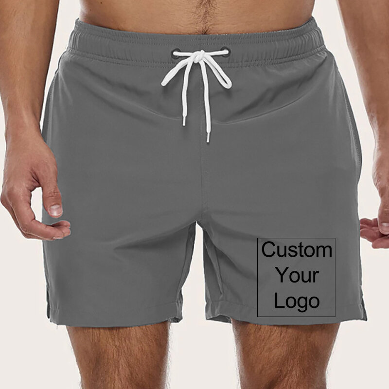 Shorts de praia de secagem rápida com logotipo masculino, calção de ginástica, calça casual surf, moda verão masculino